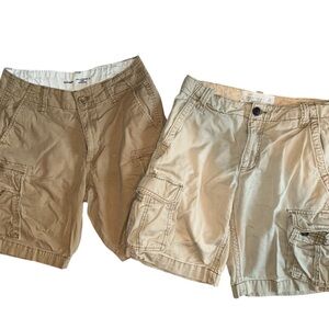 2 pairs! Aeropostale&Old Navy Men's tan Cargo Shorts! Sz 28